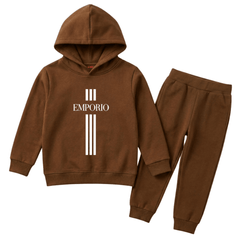 Emporio Athletic Stripes Printed Kids Winter Fleece Tracksuit - 2 Pcs