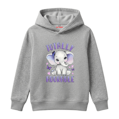 Totally Adorable Baby Elephant Butterfly Slogan Kids Winter Fleece Hoodie