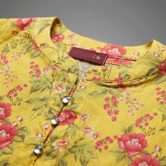 Yellow Flora – 2 Piece Premium Lawn Kurta Trouser for Girls