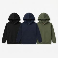 Pack Of 3 Kids Urban Streetwear Plain Winter Fleece Hoodies CC3