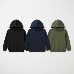 Pack Of 3 Kids Urban Streetwear Plain Winter Fleece Hoodies CC3