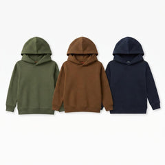 Pack Of 3 Kids Urban Streetwear Plain Winter Fleece Hoodies CC8