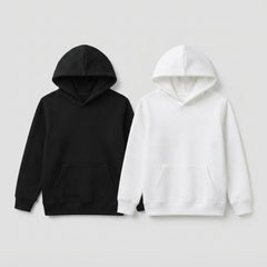 Pack Of 2 Hoodies White & Black Kids Ultimate Winter Fleece Pullover Hoodies
