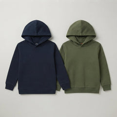 Pack Of 2 Hoodies Navy & Olive Kids Ultimate Winter Fleece Pullover Hoodies