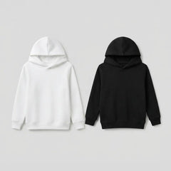 Pack Of 2 Hoodies White & Black Kids Ultimate Winter Fleece Pullover Hoodies