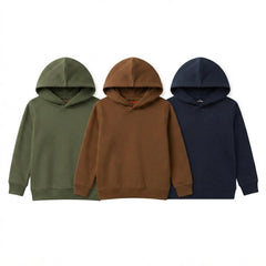 Pack Of 3 Kids Urban Streetwear Plain Winter Fleece Hoodies CC8
