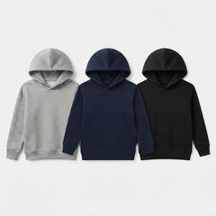 Pack Of 3 Kids Urban Streetwear Plain Winter Fleece Hoodies CC4