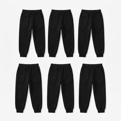 Pack Of 6 Kids Solid Black Winter Fleece Trousers - Kin Trends