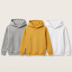 Pack Of 3 Kids Urban Streetwear Plain Winter Fleece Hoodies CC6