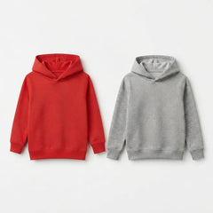Pack Of 2 Hoodies Red & Grey Kids Ultimate Winter Fleece Pullover Hoodies