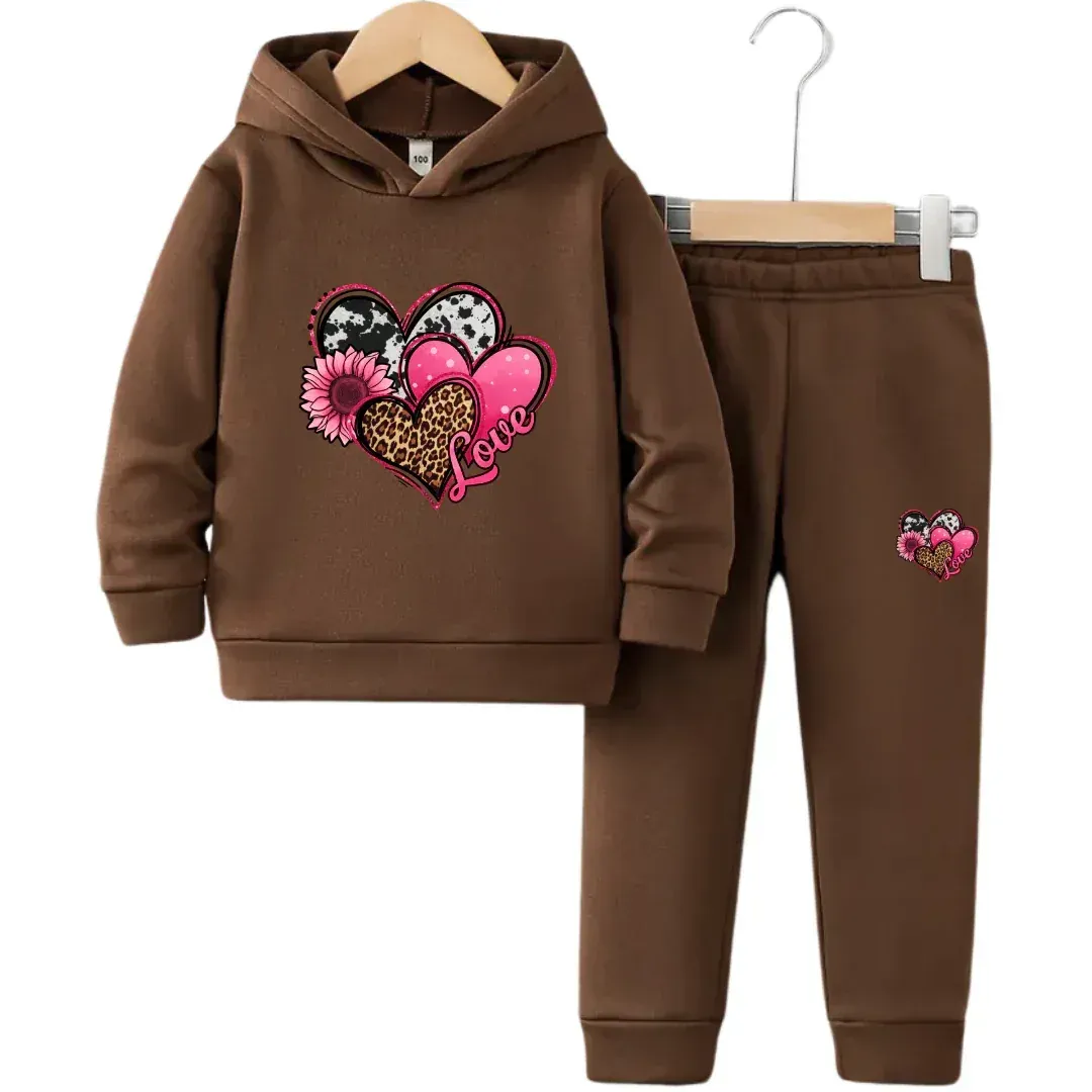 Hearts Fleece Hoodie Tracksuit - Kin Trends