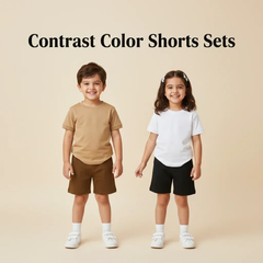20+ Contrast Color Plain Shorts Set | Mini Minors Kintrends