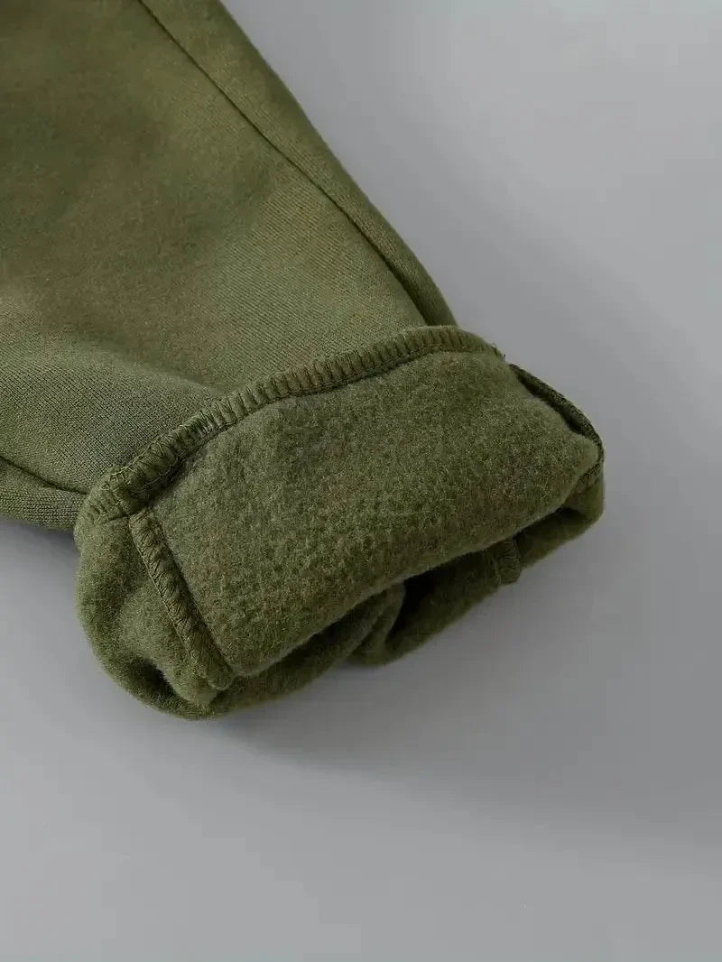 Olive Green Fleece Trouser Winter trousers for boys and girls - Kin Trends
